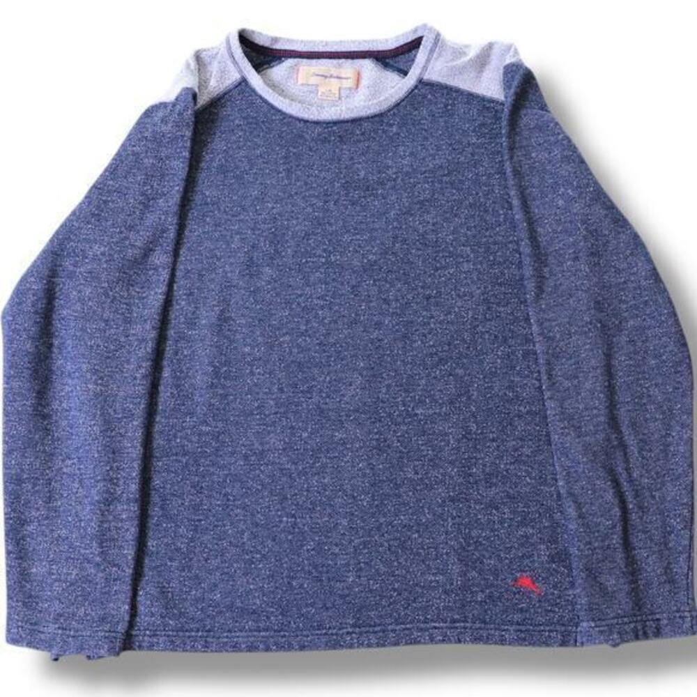 Tommy Bahama Men’s Navy Heather Raglan Fleece Pullover‎ Sweatshirt L